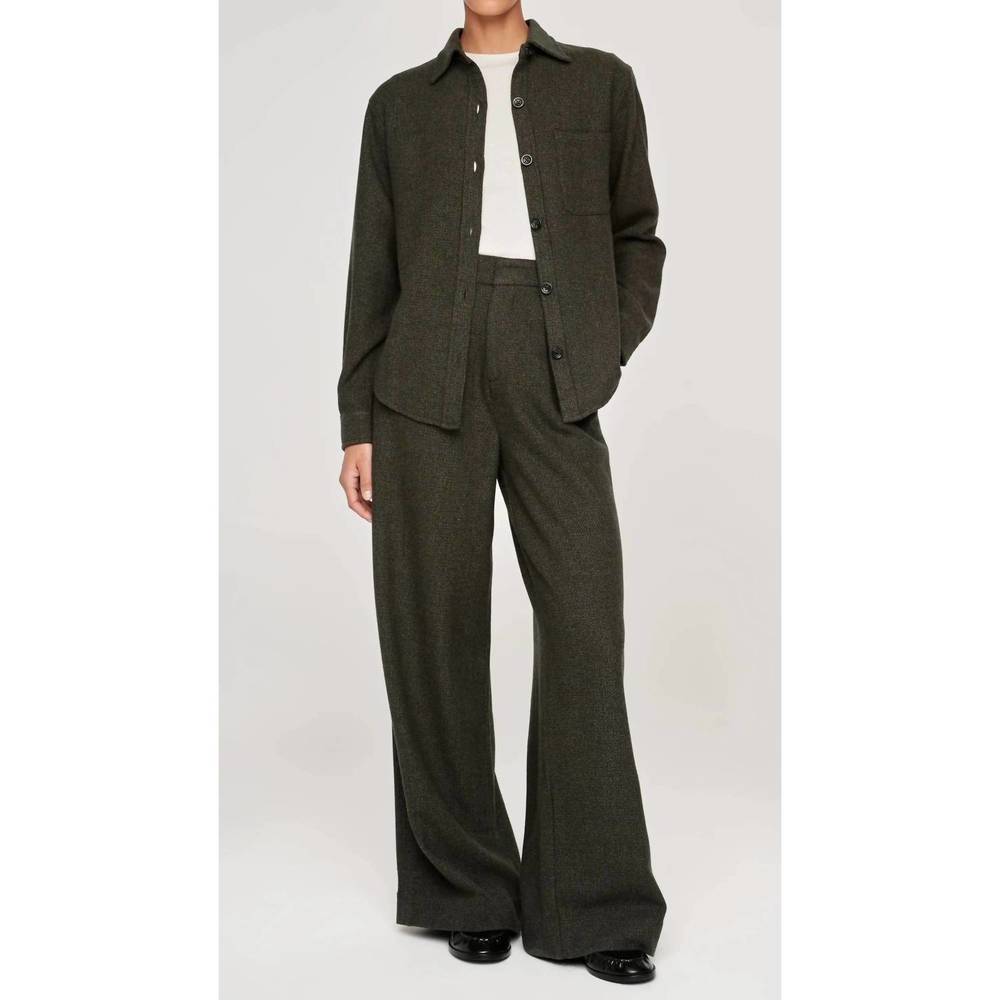 NEW DL1961 - WOMEN'S denim hepburn wide leg high rise pleated pants in evergreen - Picture 7 of 10